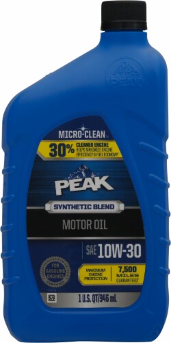 Peak SAE 10W-30 Synthetic Blend Motor Oil Perspective: front
