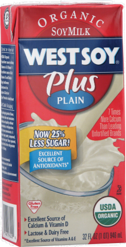 WestSoy Organic Plus Plain Soy Milk Perspective: front