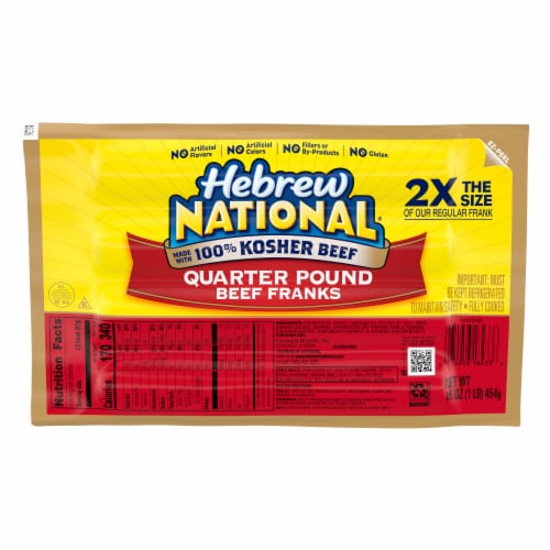 Hebrew National Quarter Pound Beef Franks Perspective: front