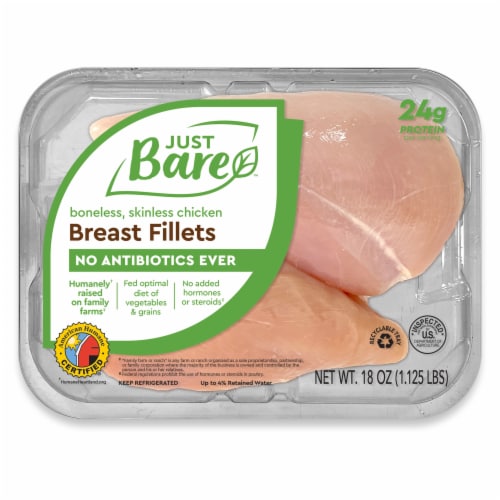 Just Bare® Boneless Skinless Chicken Breast Fillets Perspective: front