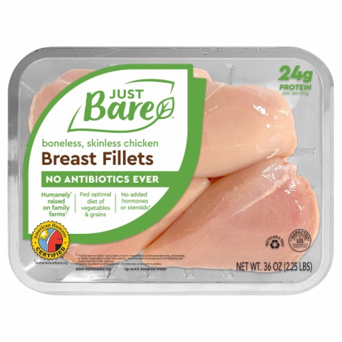 Just Bare Boneless Skinless Family Pack Fresh Chicken Breast, 36 oz - Metro  Market