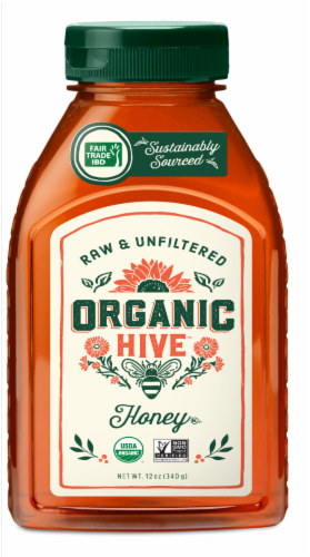 Organic Hive™ Raw and Unfiltered Honey Bottle Perspective: front