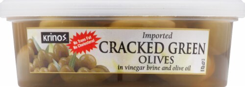 Krinos® Cracked Green Olives Perspective: front