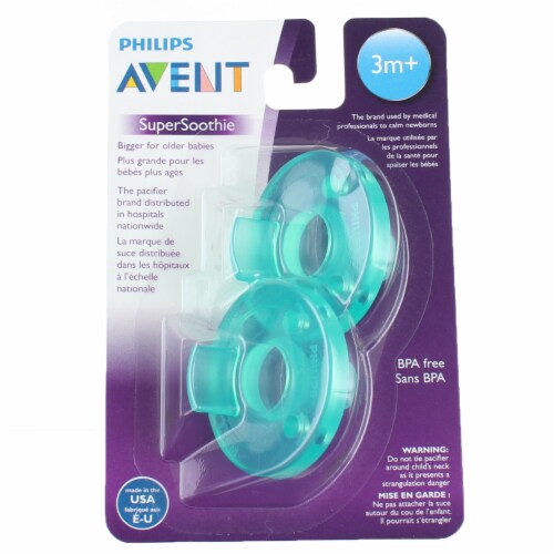 Phillips Avent 3m+ Pacifiers, Green, 2 Ct Perspective: front