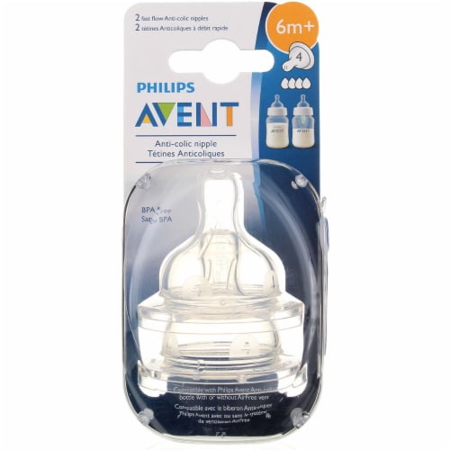 Philips Avent Fast Flow BPA-Free Nipple, 6 Months (4-Pack), (Pack of 1)