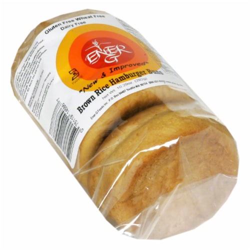 Ener-G Brown Rice Hamburger Buns Perspective: front