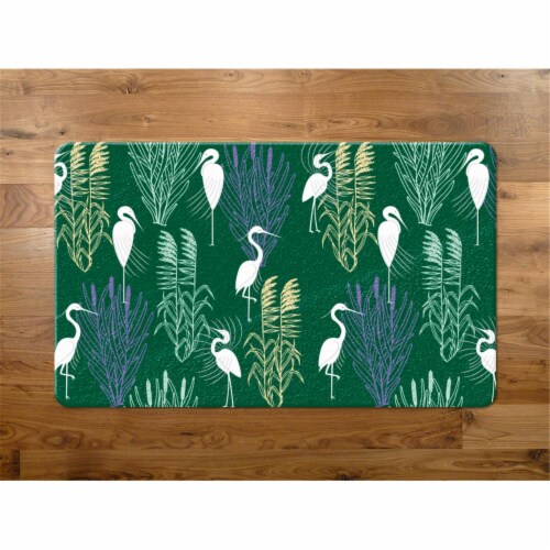 Americo 7170CRE830 Cranes Reeds Emerald Printed Mat, Eversoft - 8 x 30 in. Perspective: front