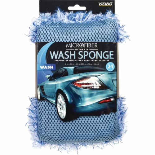 Viking 5-1/2 In. W x 8 In. L x 2-1/2 In. D 2N1 Ultimate Car Wash Sponge 855200 Perspective: front