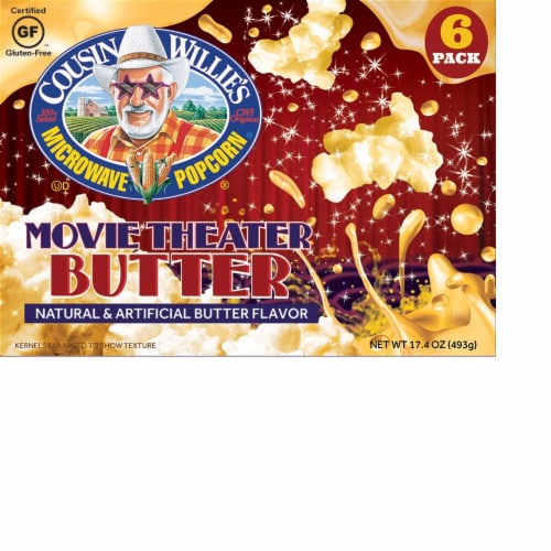 Cousin Willie's Movie Theater Butter Microwave Popcorn Perspective: front