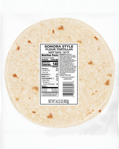 La Fiesta Sonora Style Soft Taco Shells Perspective: front