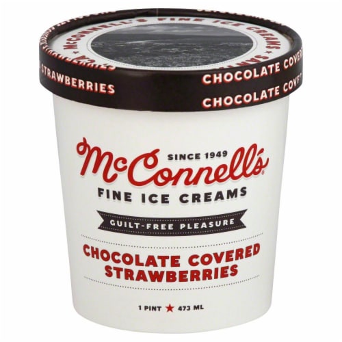 McConnell's Chocolate Covered Strawberry Ice Cream Pint Perspective: front
