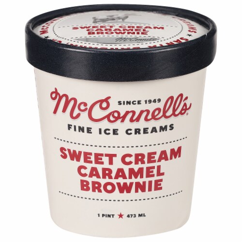 McConnell's Sweet Cream Caramel Brownie Ice Cream Pint Perspective: front