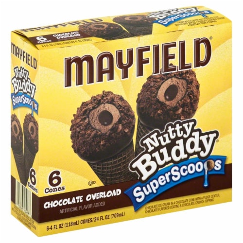 Mayfield Nutty Buddy Chocolate Overload Super Scoops Ice Cream Cones 6 Count Perspective: front