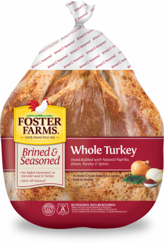 Foster Farms Brined & Seasoned Whole Turkey (16 lb Avg) Perspective: front