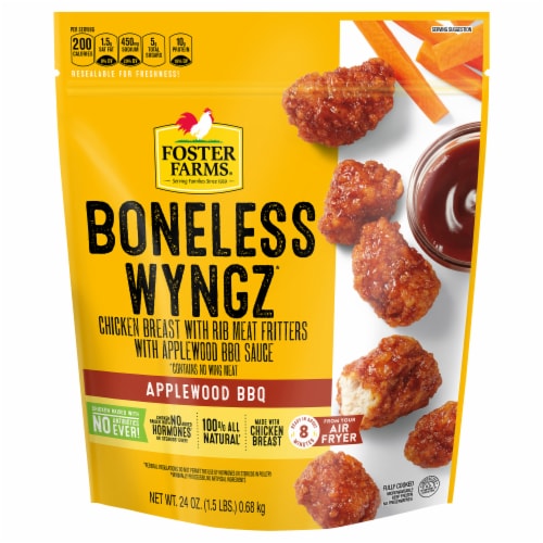 Foster Farms® Applewood BBQ Boneless Wyngz Chicken Breast with Rib Meat Fritters Perspective: front
