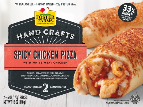Foster Farms Spicy Chicken Pizza Hand-Rolled Sandwiches Perspective: front