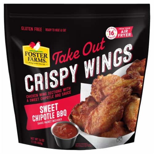 Foster Farms Take Out Crispy Wings with Sweet Chipotle BBQ Sauce Perspective: front