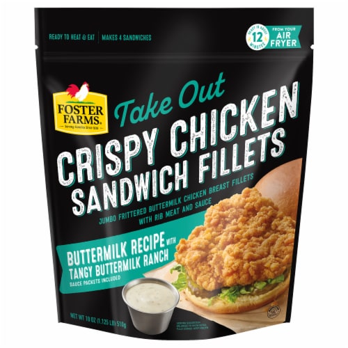 Foster Farms Buttermilk Ranch Crispy Chicken Sandwich Fillets Perspective: front