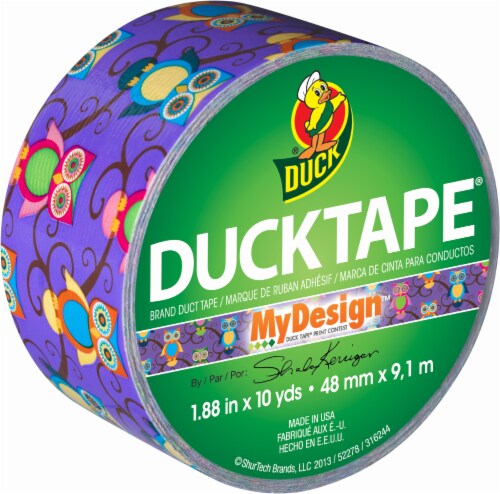 Duck® Brand Owl Printed Duct Tape - 1.88 Inch x 10 Yard - Purple Perspective: front