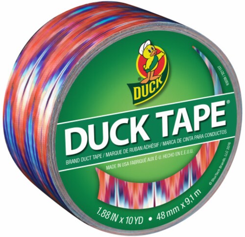 Duck® Brand Ikat Tie Dye Printed Duct Tape - 1.88 Inch x 10 Yard - Multi-Color Perspective: front