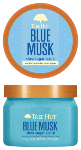 Tree Hut® Blue Musk Shea Sugar Scrub Perspective: front