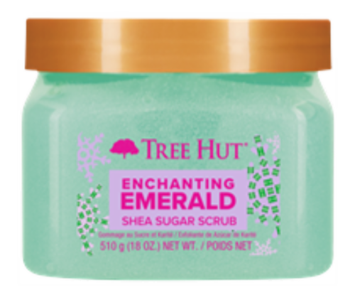 Tree Hut® Enchanted Emerald Shea Sugar Scub Perspective: front