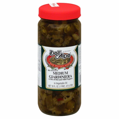 Dell'Alpe Medium Giardiniera Hot and Mild Peppers Perspective: front