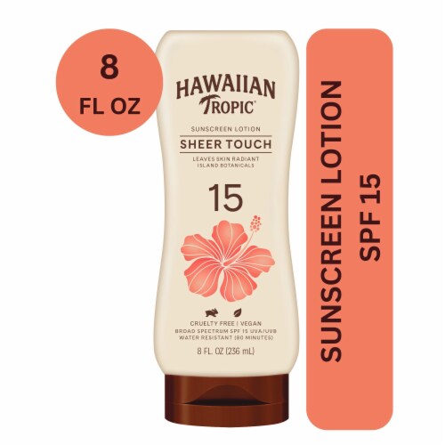 Hawaiian Tropic Sheer Touch Ultra Radiance Sunscreen Lotion SPF 15 With Island Inspired Botanicals Perspective: front