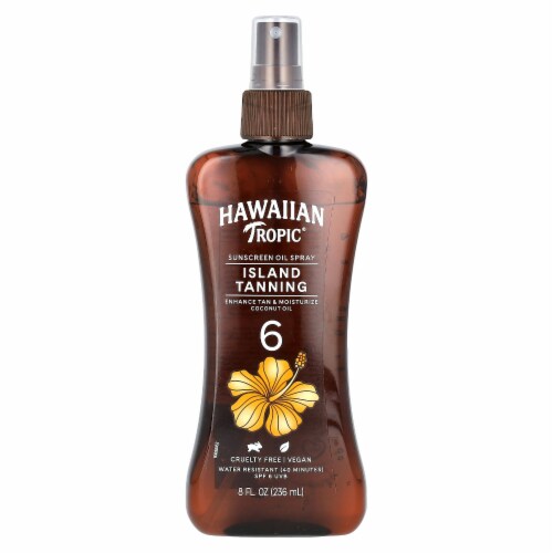 Hawaiian Tropic Island Tanning Sunscreen Oil Spray SPF 6 With Coco Butter Enhances Tan + Moisturizes Perspective: front