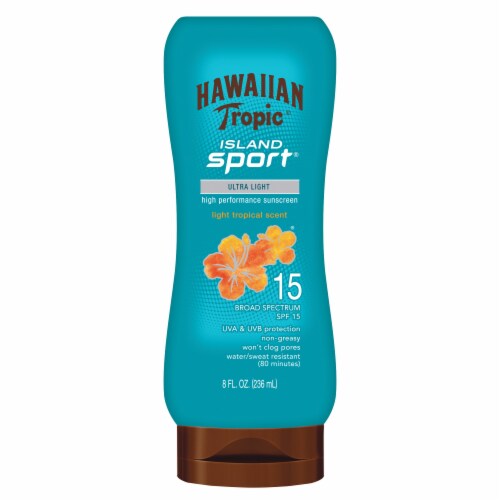 Hawaiian Tropic Island Sport Ultra Light Tropical Scent Sunscreen SPF 15 Perspective: front