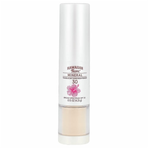 Hawaiian Tropic Mineral Sunscreen Powder Brush SPF 30 100% Mineral Translucent Sunscreen Powder Perspective: front