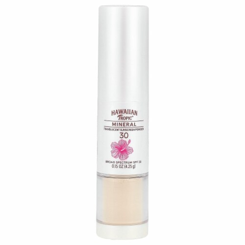 Hawaiian Tropic Mineral Sunscreen Powder Brush SPF 30 100% Mineral Translucent Sunscreen Powder Perspective: front