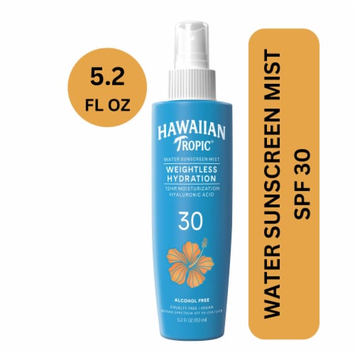 Hawaiian Tropic® Weightless Hydration Water Sunscreen Mist SPF 30 Moisturizes 12hrs Hyaluronic Acid