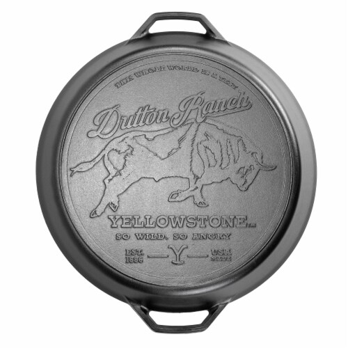 Lodge Yellowstone 17 Inch Seasoned Cast Iron Bull Dual Handle