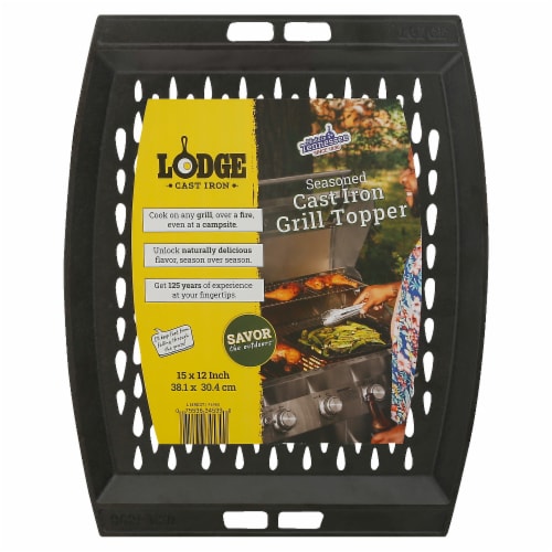 Lodge 8995433 15 x 12.66 in. Cast Iron Grill Topper, Black Perspective: front