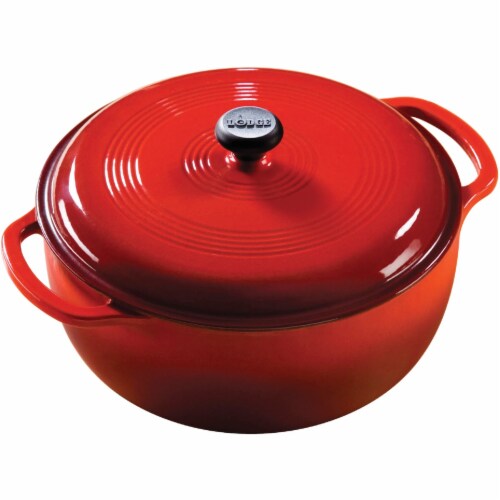 Lodge Cast Iron 7.5 Qt Red Dutch Oven in Red