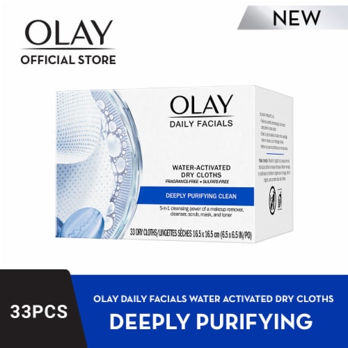Olay Daily Facials Cleansing Facial Cloths Deeply Purifying & Activated by Water Perspective: front