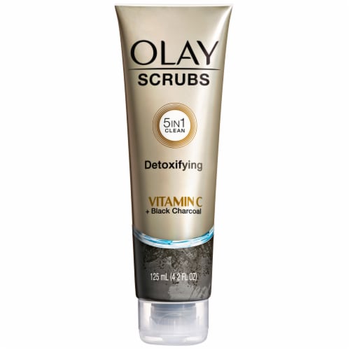 Olay Scrubs Detoxifying Vitamin C and Black Charcoal Facial Cleanser Perspective: front