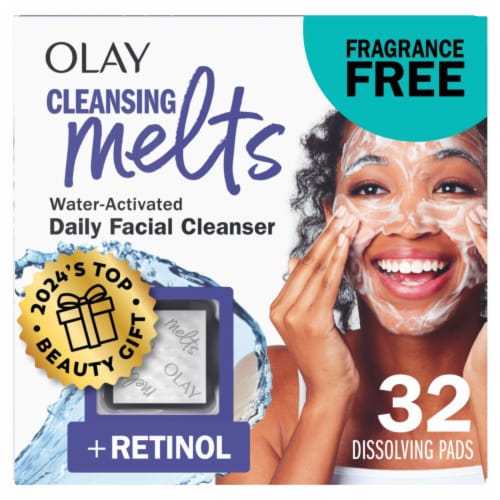 Olay Cleansing Melts + Retinol Face Cleanser Perspective: front