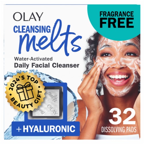 Olay Cleansing Melts + Hyaluronic Face Cleanser, Water-Activated Face Wash Perspective: front