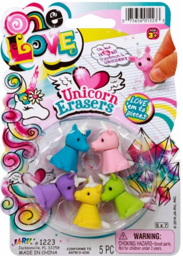 JA-RU One Love Unicorn Erasers Perspective: front
