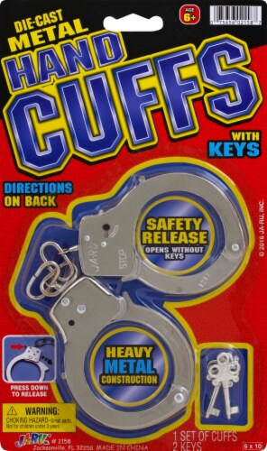 JA-RU® Diecast Metal Handcuffs Perspective: front