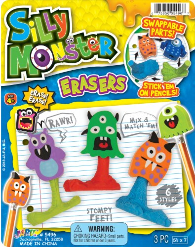 JA-RU Silly Monster Erasers Perspective: front