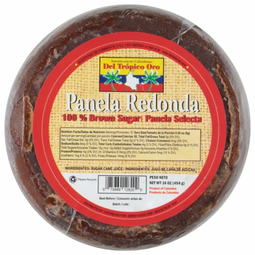 Iberia Del Tropico Oro 100% Brown Sugar Panela Redonda 16 oz Perspective: front