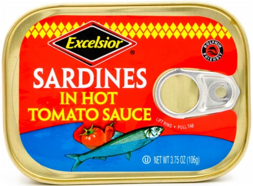Excelsior Sardines in Hot Tomato Sauce Perspective: front