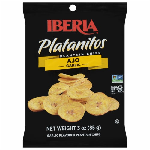 Iberia Garlic Plantain Chips 3 oz Perspective: front