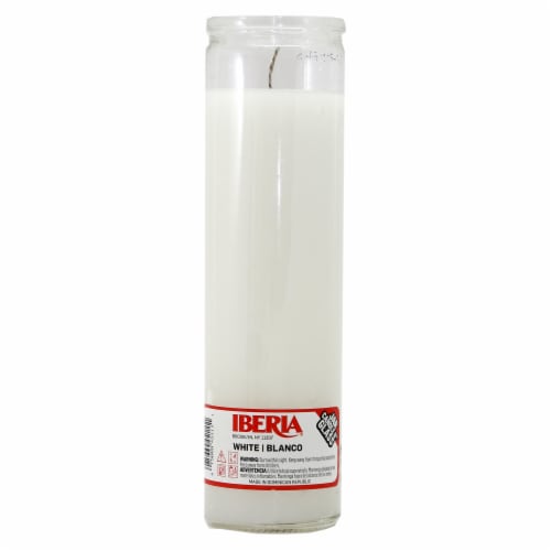 Iberia® White Glass Jar Candle Perspective: front