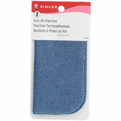 SINGER@ Iron-On Patches - 2 Pack - Light Blue Perspective: front