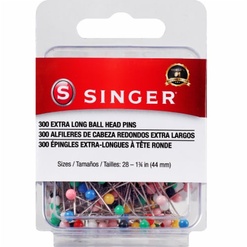 SINGER® Extra Long Ball Head Straight Pins Perspective: front