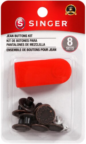 Singer No Sew Jean Buttons Kit With Tool-8 Sets Perspective: front